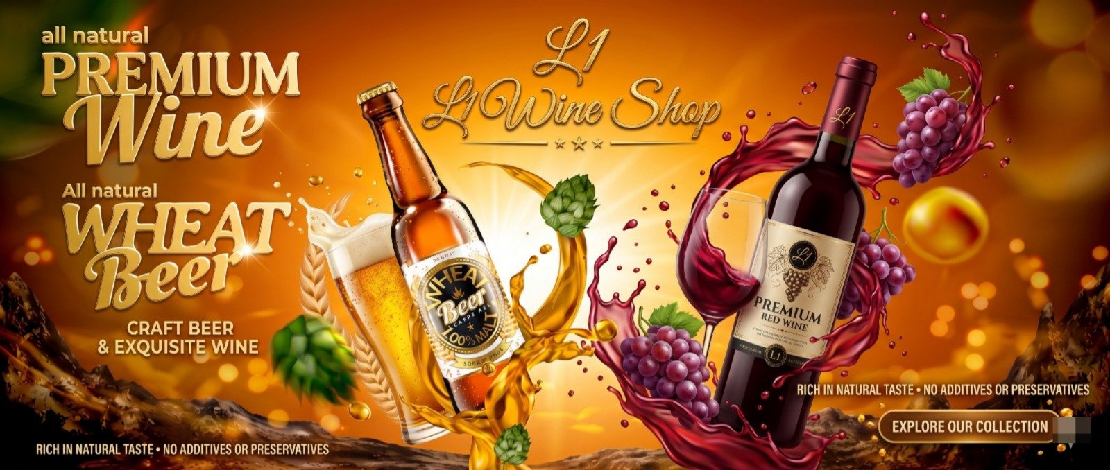 L1 Wine Shop Gurugram premium wine and wheat beer hero banner