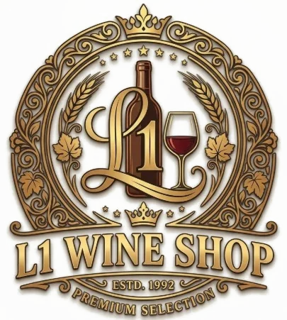 L1 Wine Shop Gurugram official gold emblem